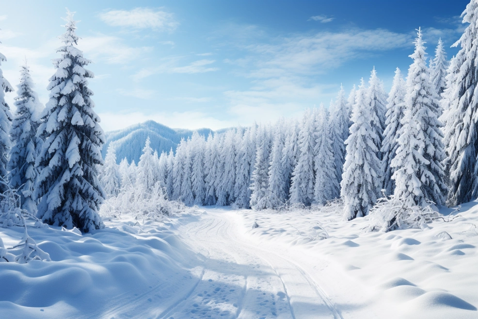 Winterlandschaft mit Wald und Schnee