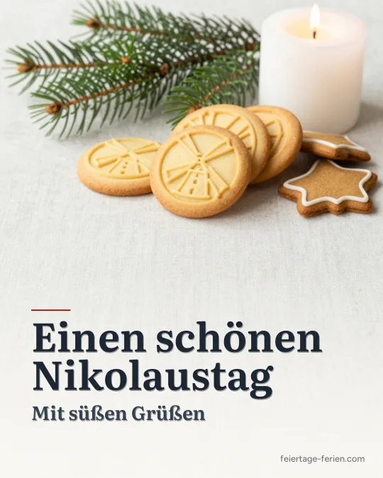 Spekulatius und Lebkuchen auf hellem Leinen mit Tannenzweig und brennender Kerze