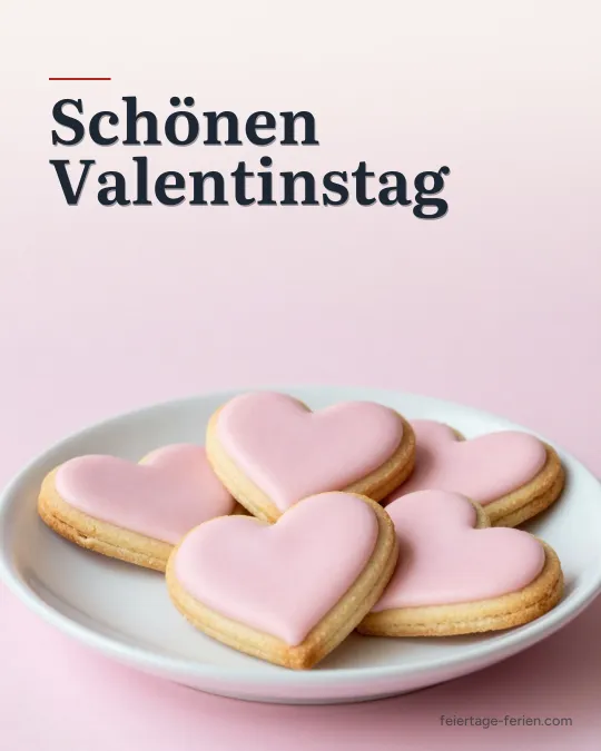 Herzförmige Kekse mit rosa Zuckerguss auf einem weißen Teller