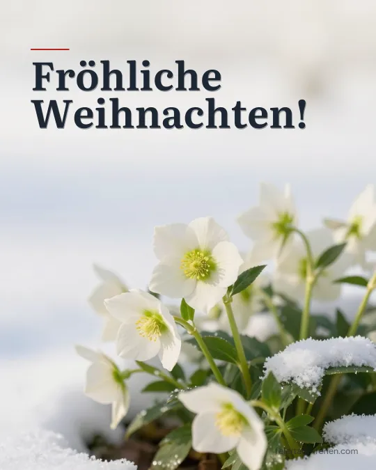 Weiße Christrosen blühen im frischen Schnee
