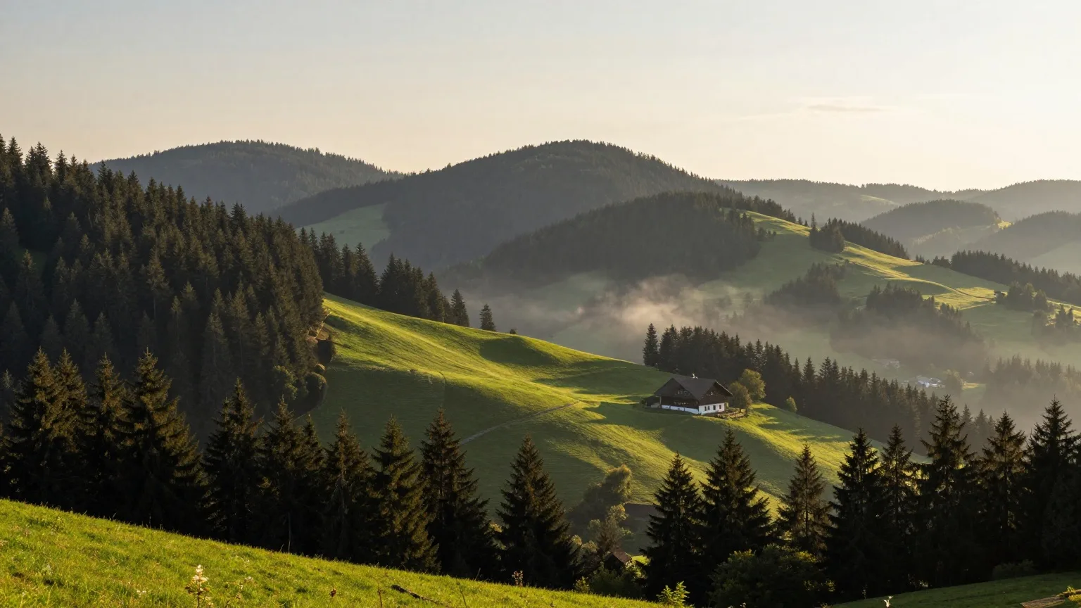 KI-generierte Landschaft, wie sie für die Höhen des Schwarzwalds in Baden-Württemberg typisch ist