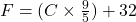 °F = (°C \times \frac{9}{5}) + 32